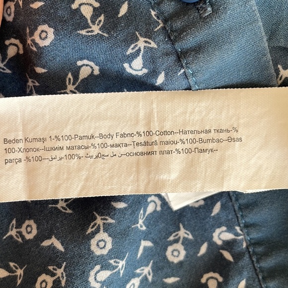 French Blue Cotton Button Front Long Tunic - Picture 4 of 5